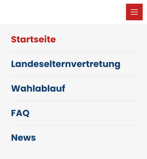 Ein Bildschirmfoto des Hauptmenüs der Website